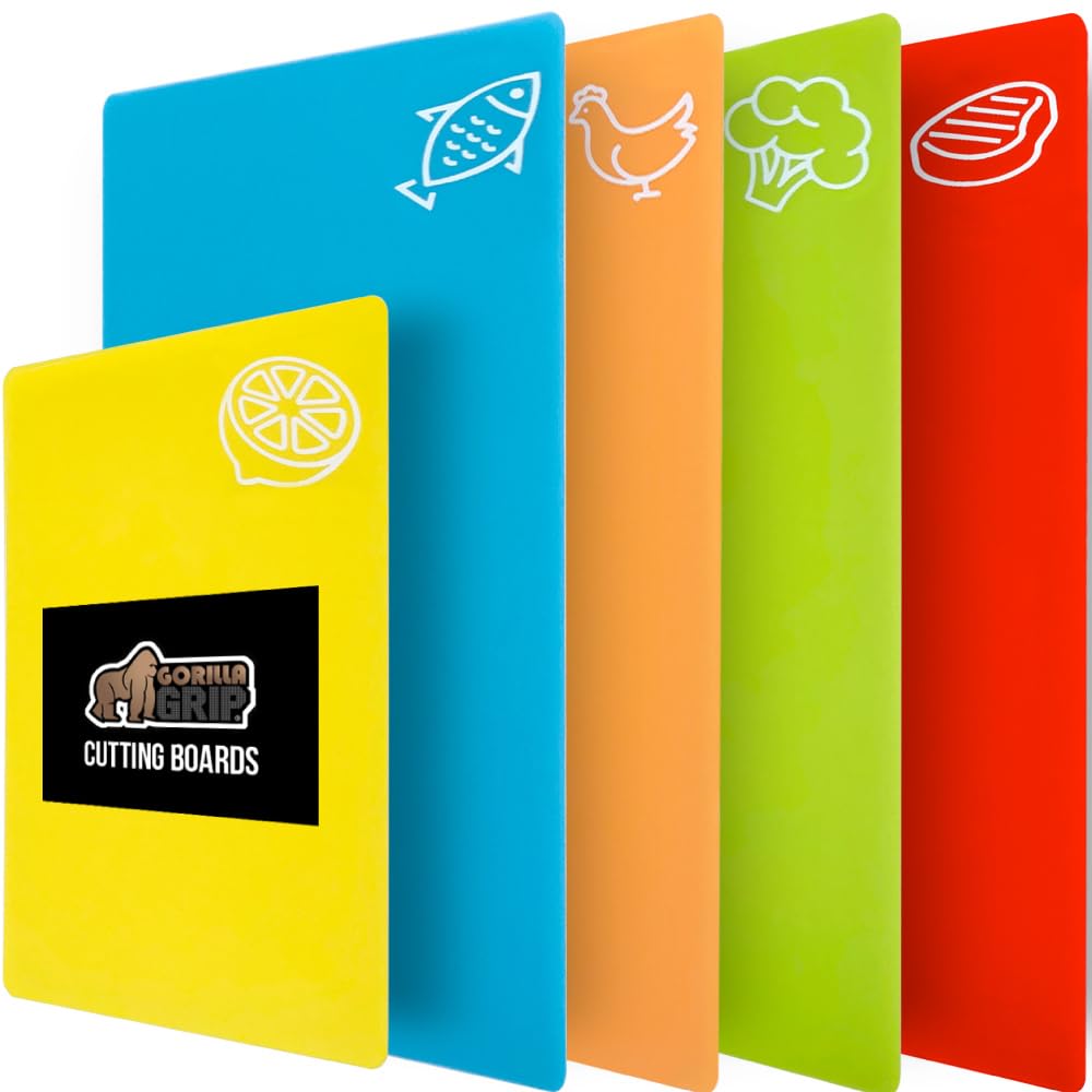 GORILLA GRIP BPA-Free Flexible Cutting Board, Set of 4, Multicolor