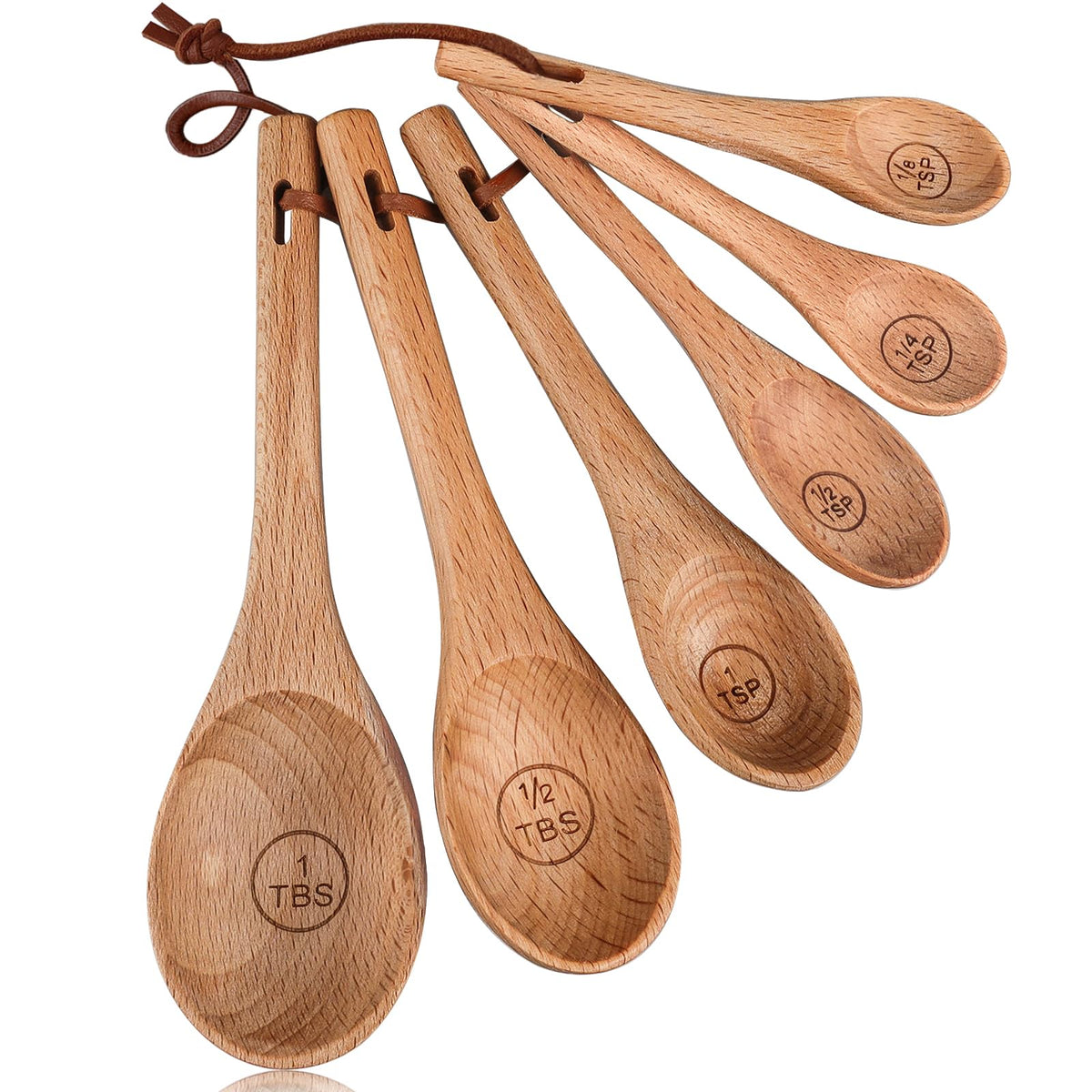 6pcs Measuring Spoons, Natural Beechwood, Gift Set