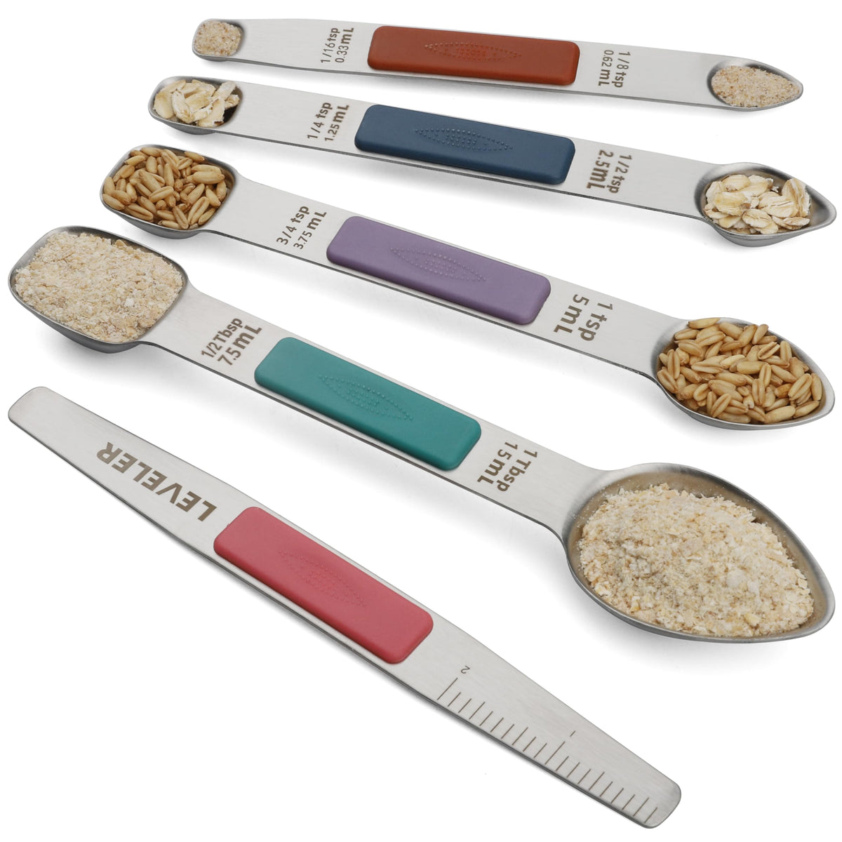 Magnetic Measuring Spoons Set Stainless Steel Double Sided Measuring Spoons
