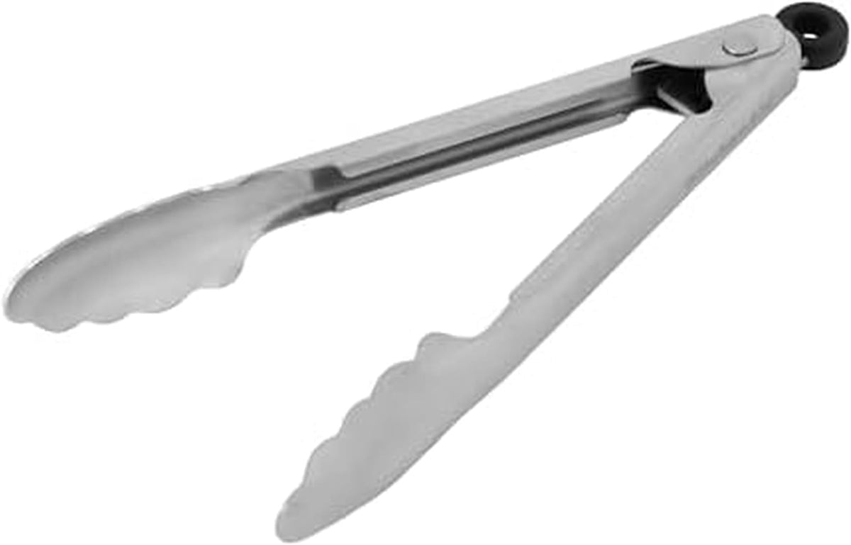 KitchenAid Gourmet Stainless Steel Serving Tongs with Hang Hook and Secure Closing Lock, 9 Inch, Stainless Steel