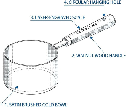 Measuring Cups and Spoons Set, 8 Pack, Gold Finish