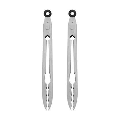 KitchenAid Gourmet Stainless Steel Serving Tongs with Hang Hook and Secure Closing Lock, 9 Inch, Stainless Steel