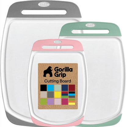 GORILLA GRIP BPA-Free Reversible Kitchen Cutting Board, Set of 3, Black