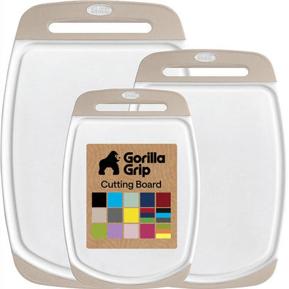 GORILLA GRIP BPA-Free Reversible Kitchen Cutting Board, Set of 3, Black