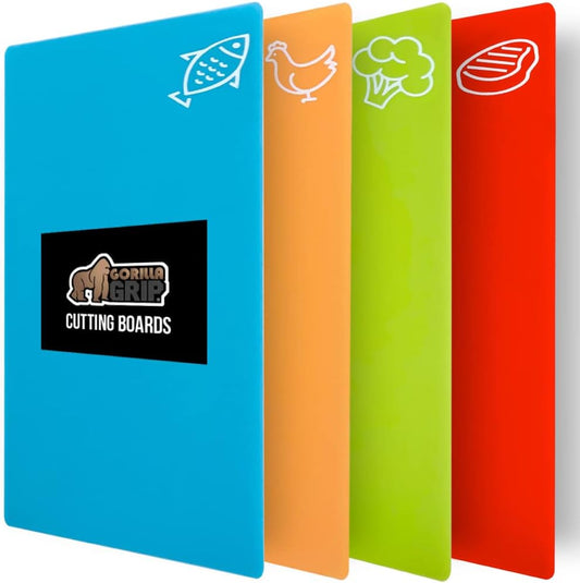 GORILLA GRIP BPA-Free Flexible Cutting Board, Set of 4, Multicolor