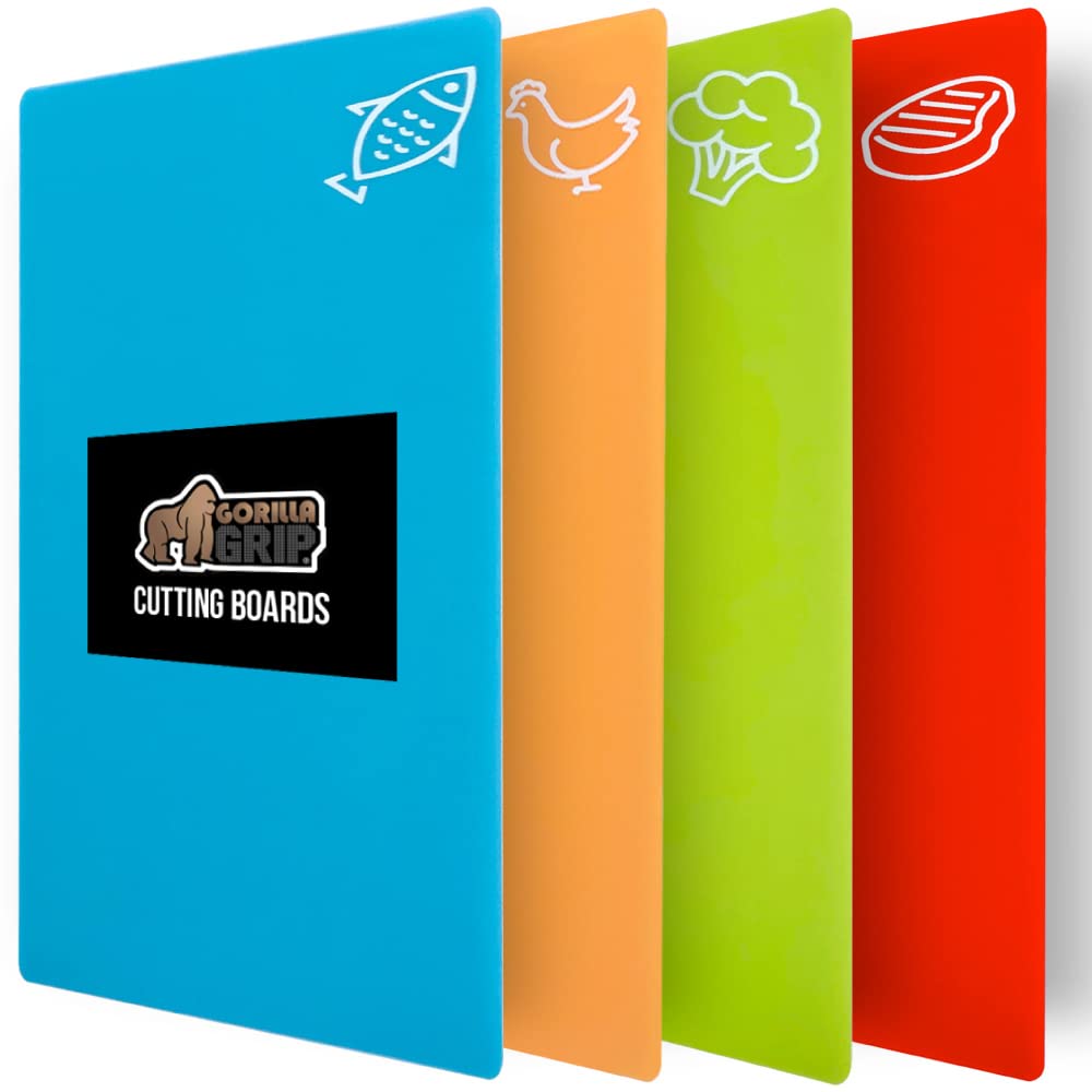 GORILLA GRIP BPA-Free Flexible Cutting Board, Set of 4, Multicolor