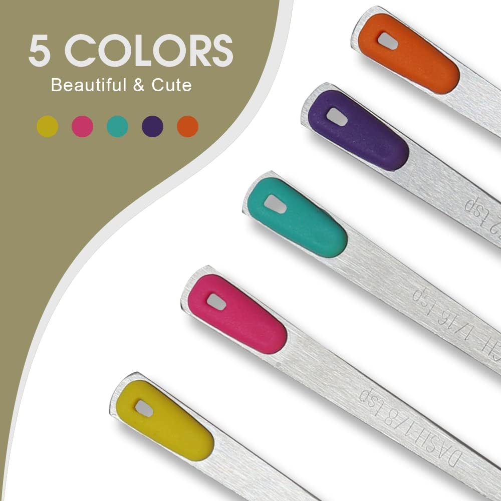 1Pack Small Measuring Spoon Set with Multi-Color Silicone Grip