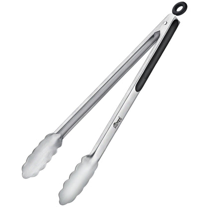 Hotec Tongs for Cooking Stainless Steel Kitchen Tongs Set of 2-9" and 12"