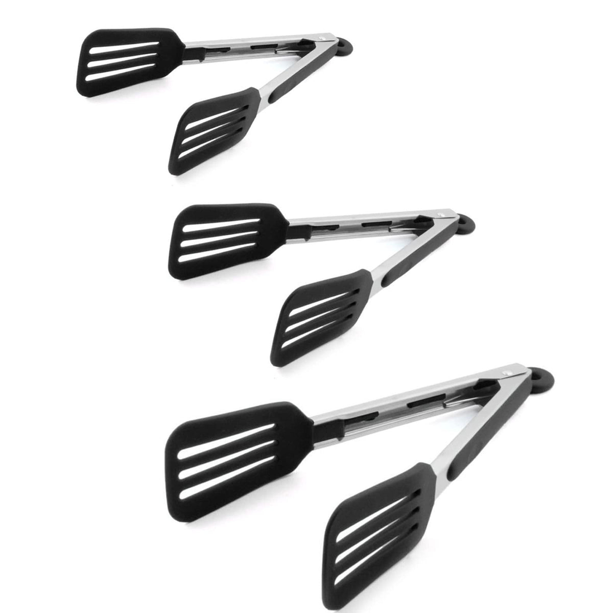 Cooking Tongs 9" and 12" Stainless Steel Kitchen Silicone Serving Tongs
