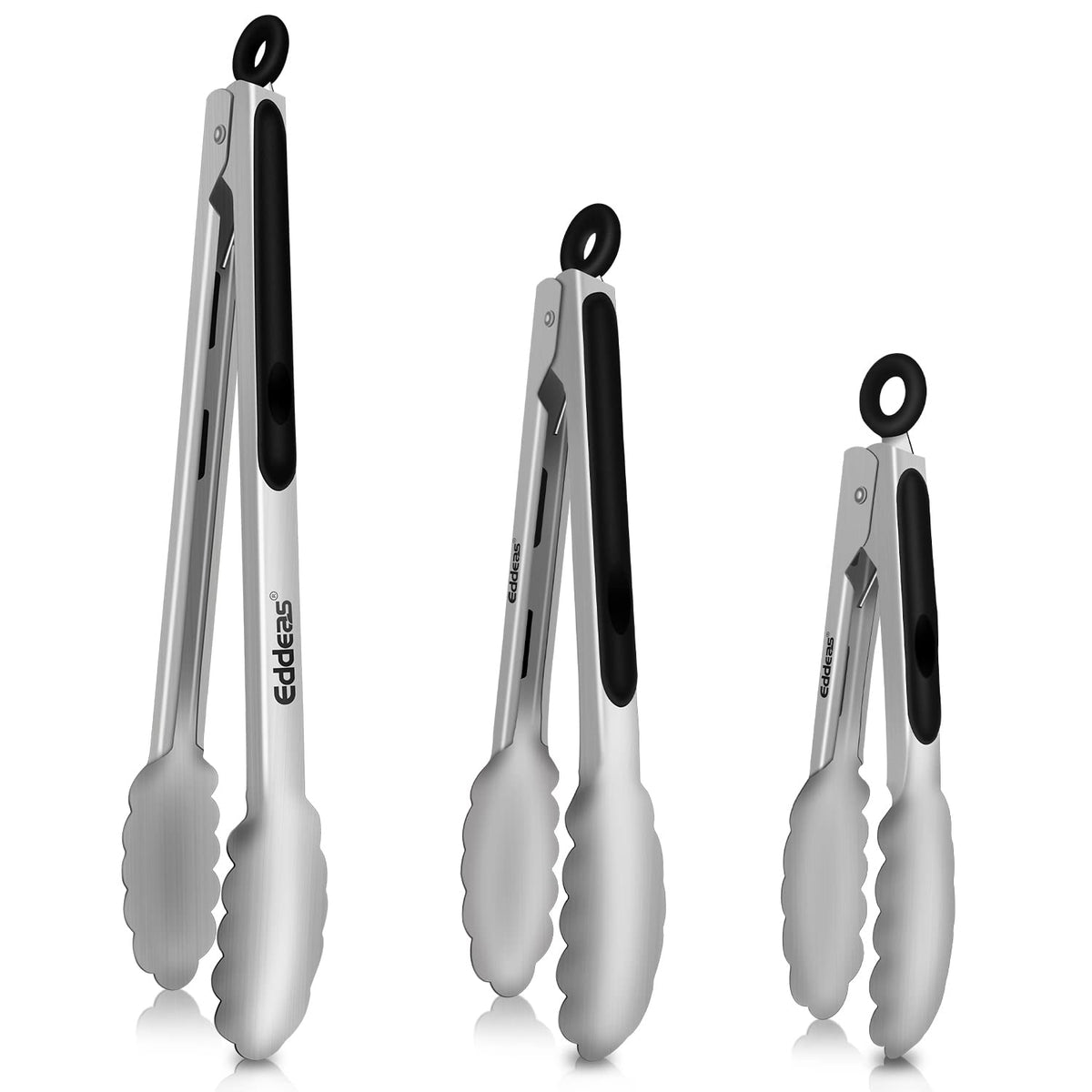 2 PCS 12 Inch Tongs for Cooking Heavy Duty All Metal Kitchen Tongs