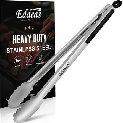2 PCS 12 Inch Tongs for Cooking Heavy Duty All Metal Kitchen Tongs