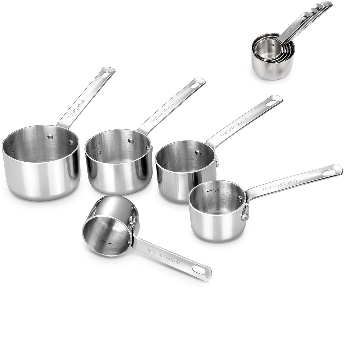 KEAWELL Premium 18/10 Measuring Spoons Set (Silver, 5PC Measuring Spoons)