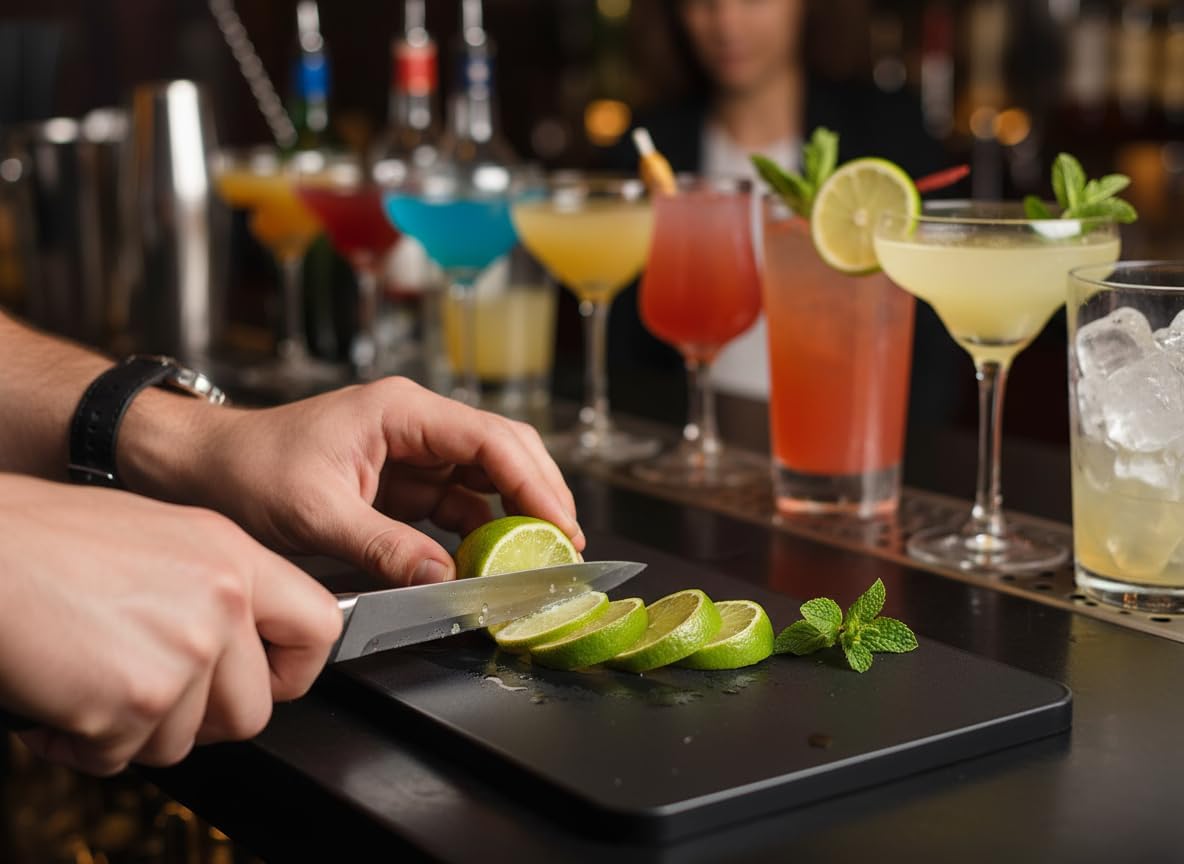 10x6 Inch Small Cutting Board and Bar Board, Black Plastic for Restaurants