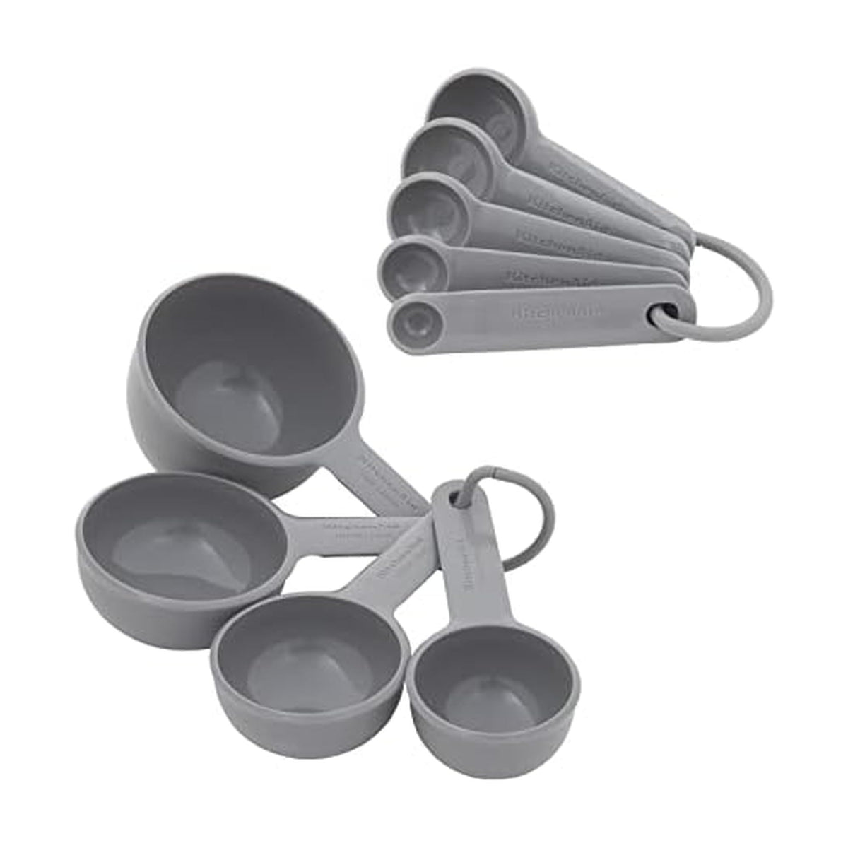 KitchenAid Universal Easy To Read Measuring Cup and Spoon Set with Soft Grip Handle for Maximum Control, Hang Hole and Nesting For Easy Storage, Dishwasher Safe, 9 Piece, Pistachio