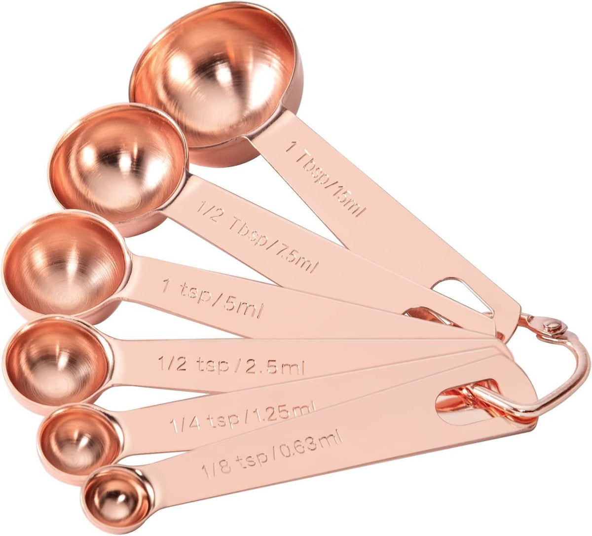 Gold Measuring Spoons, 6 Piece Set, 18/8 Stainless Steel