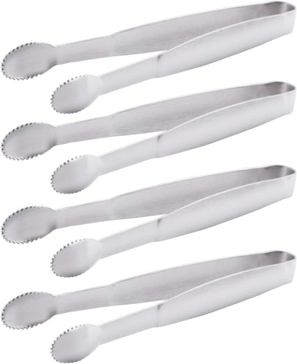 HINMAY 5" Mini Serving Tongs Tiny Stainless Steel Small Tongs, Set of 4