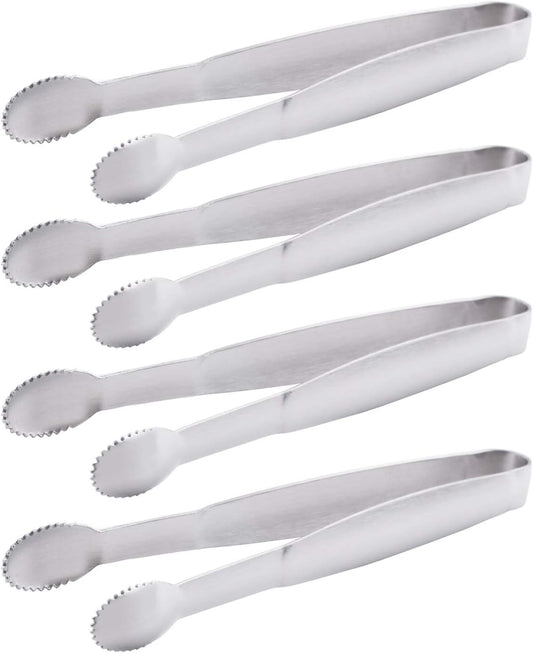 HINMAY 5" Mini Serving Tongs Tiny Stainless Steel Small Tongs, Set of 4