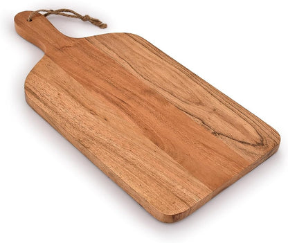 Samhita Acacia Wood Paddle Cutting Boards with handle for Kitchen, Cheese, and Food Serving Tray, Charcuterie Boards (15" x 7" x 0.65")