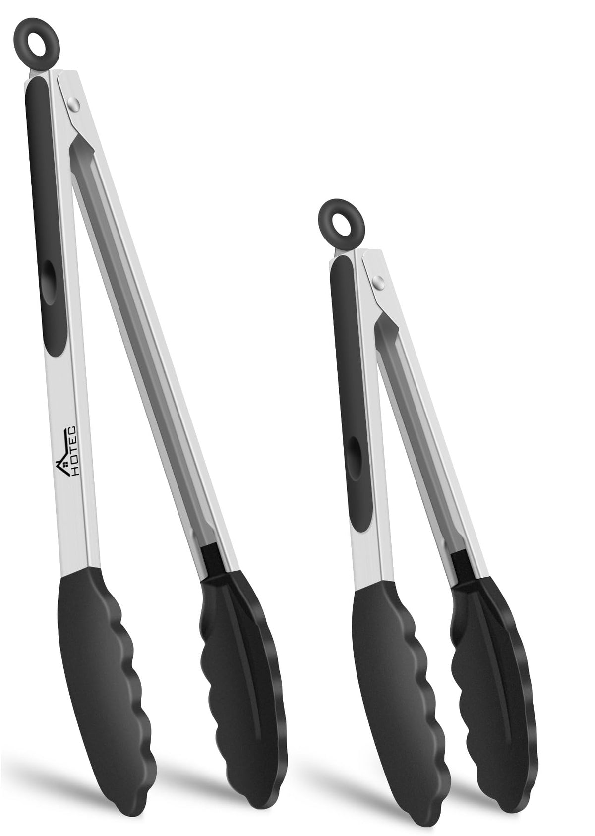 HOTEC Premium Stainless Steel Locking Kitchen Tongs with Silicon Tips, Set of 3-7", 9" and 12" (Gradient Blue)
