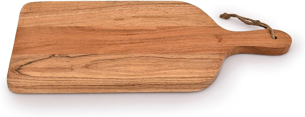 Samhita Acacia Wood Paddle Cutting Boards with handle for Kitchen, Cheese, and Food Serving Tray, Charcuterie Boards (15" x 7" x 0.65")