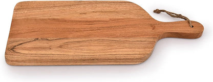 Samhita Acacia Wood Paddle Cutting Boards with handle for Kitchen, Cheese, and Food Serving Tray, Charcuterie Boards (15" x 7" x 0.65")