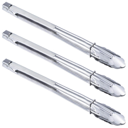 HINMAY Stainless Steel Serving Tongs Grilling Tongs for Cooking Camping Barbecue (12-Inch 3 Pieces)