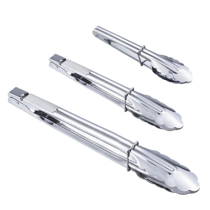 HINMAY Stainless Steel Serving Tongs Grilling Tongs for Cooking Camping Barbecue (12-Inch 3 Pieces)