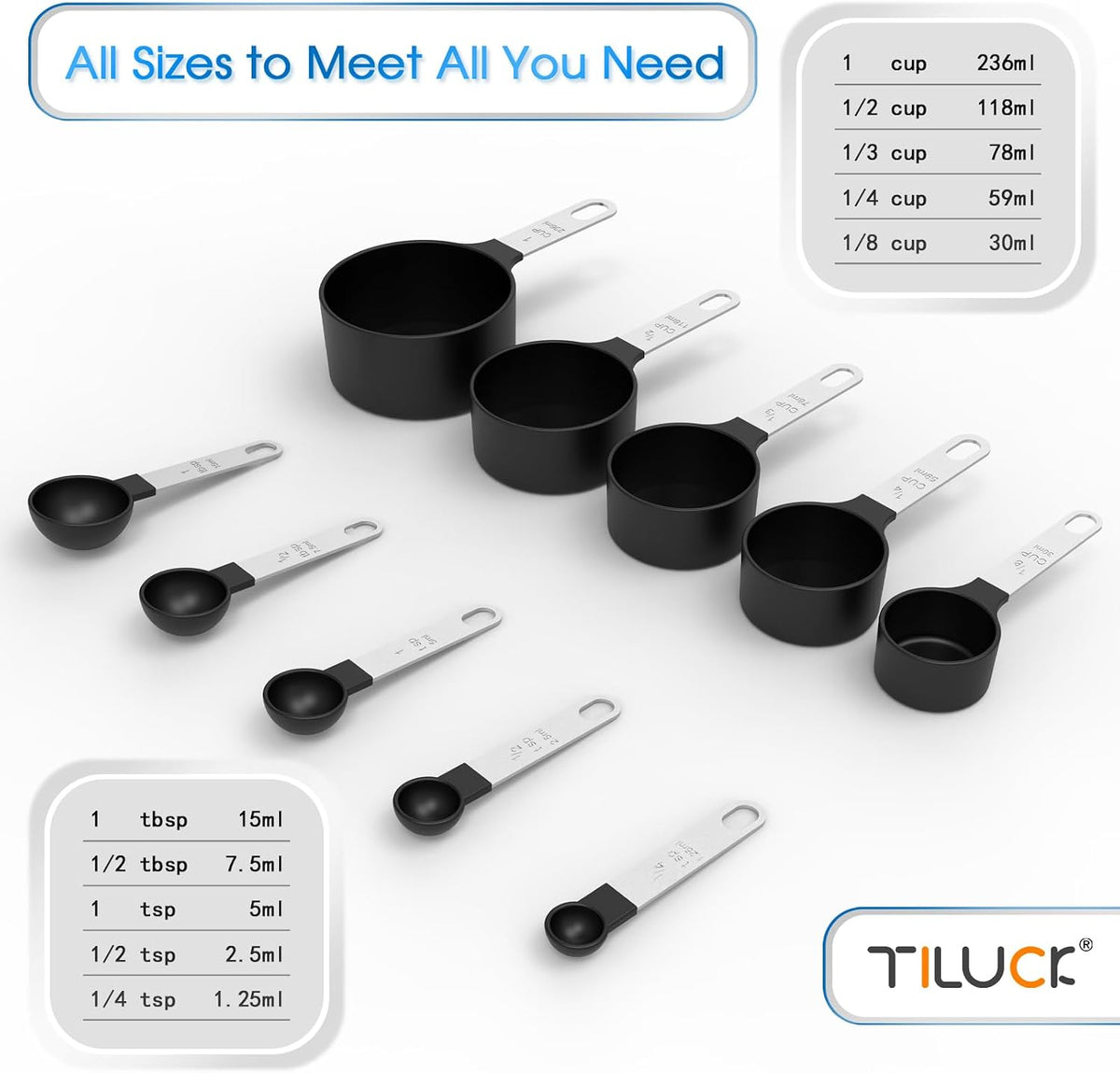 Measuring Cups & Spoons Set, Stackable Cups and Spoons