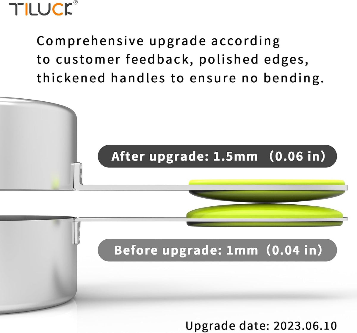 TILUCK Stainless Steel Measuring Cups and Spoons Set with Silicone Handle – Nesting Design for Space-Saving, Heavy Duty & Dishwasher Safe for Dry/Liquid Ingredients, Cooking & Baking (10)
