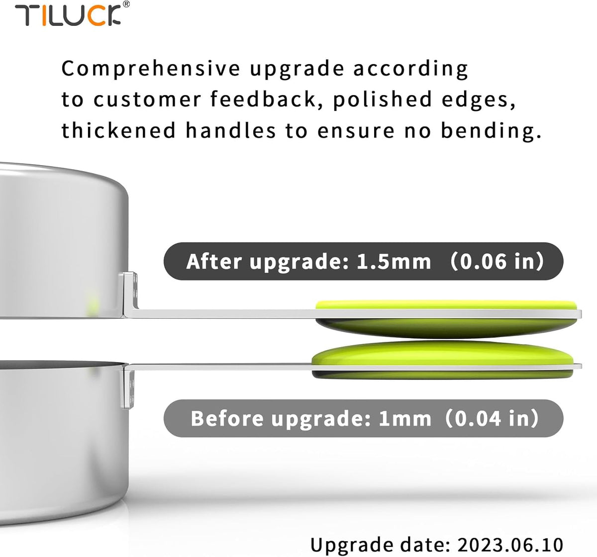 TILUCK Nesting Measuring Cups and Spoons Set, Stainless Steel with Soft Silicone Handle – Heavy Duty & Dishwasher Safe for Measuring Dry/Liquid Ingredients, Ideal for Cooking & Baking (10)