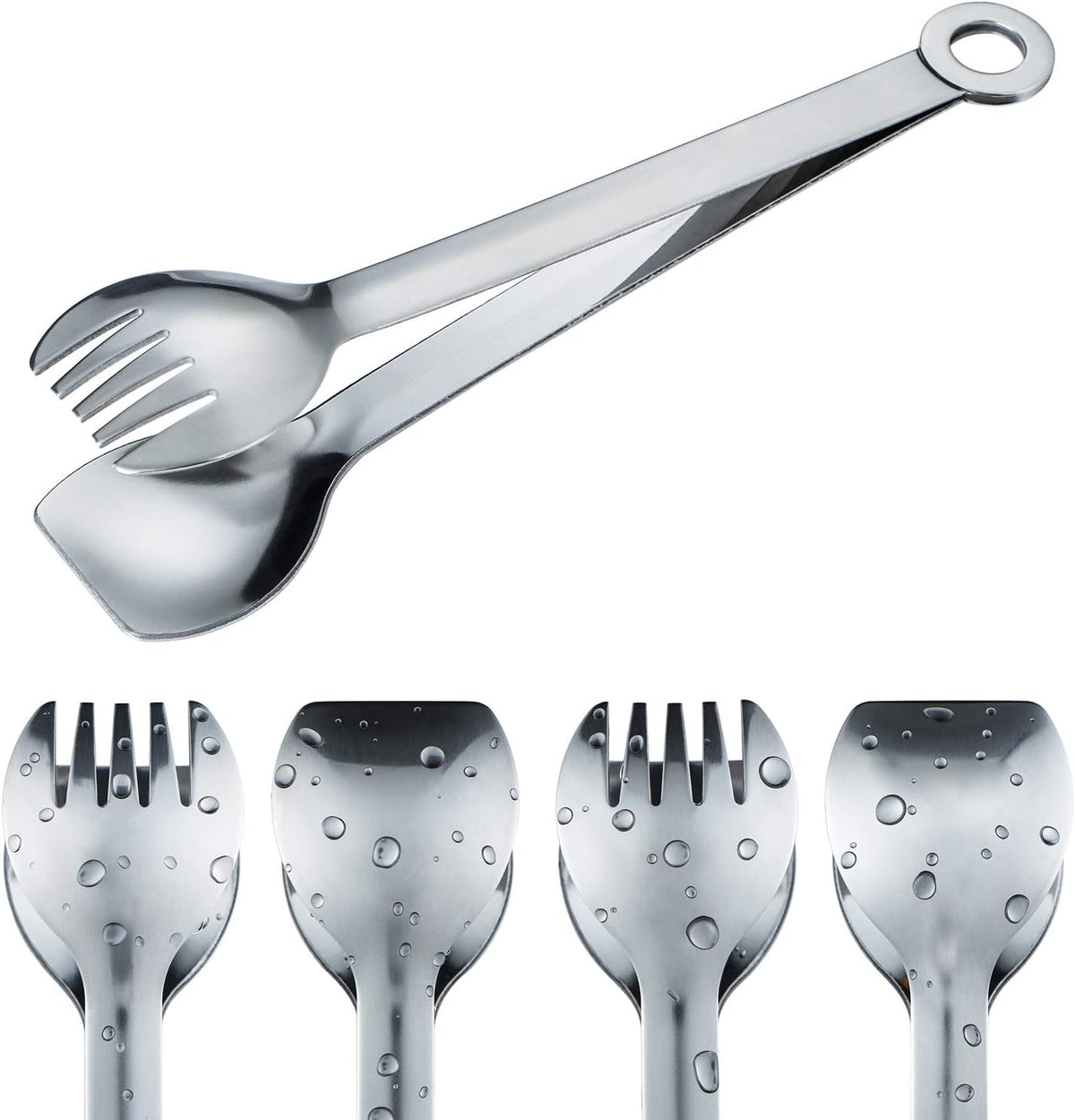 MSY BIGSUNNY Mini Appetizer Tongs Stainless Steel Set of 4, Small Serving Tongs, 6 Inch(15.2cm, Silver)