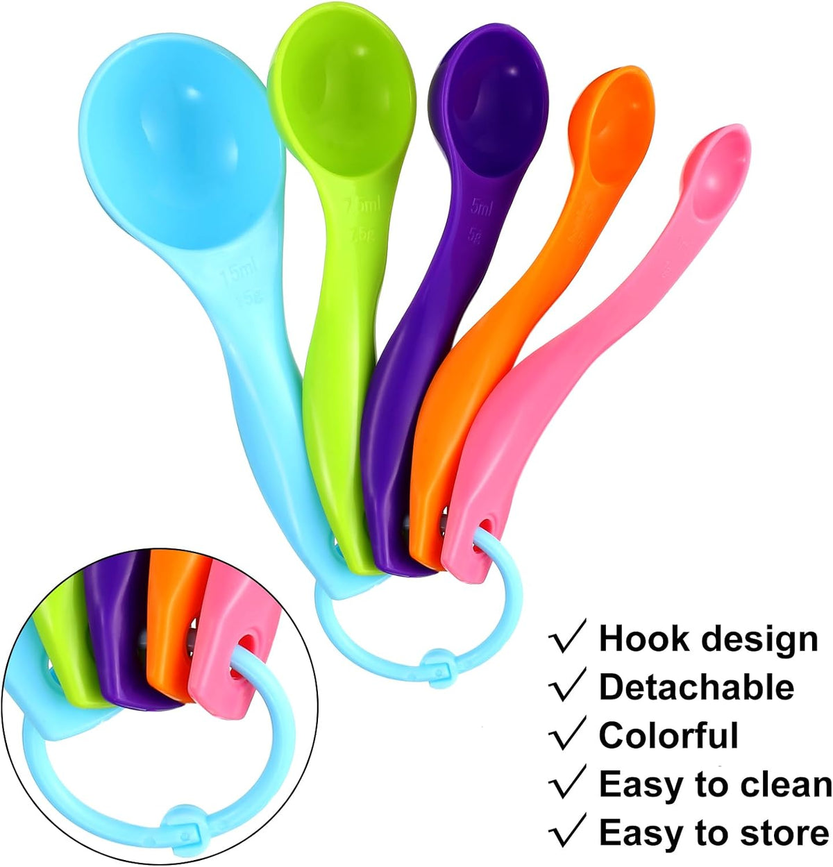 Frienda 20 Pcs Colorful Plastic Measuring Spoons for Kitchen Baking