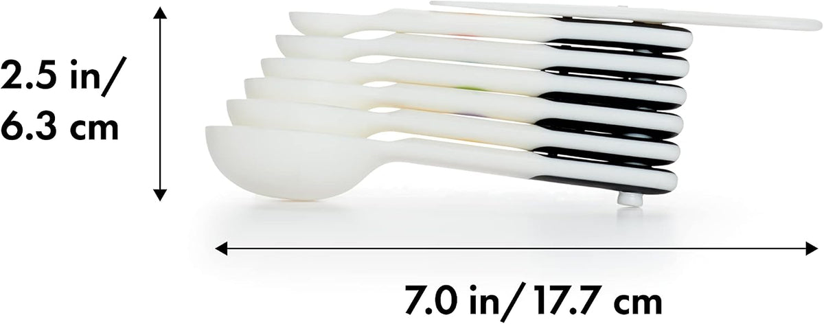 OXO Good Grips 6-Piece Plastic Measuring Spoons with Scraper- White