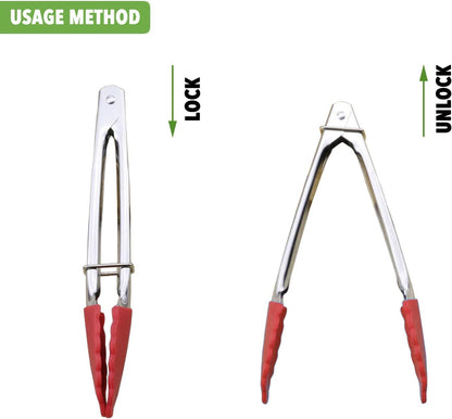 HINMAY Small Tongs with Silicone Tips 7-Inch Mini Serving Tongs, Set of 6