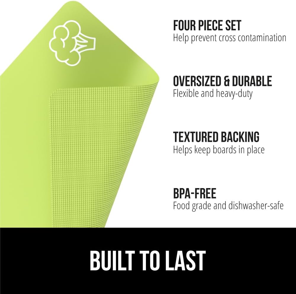 GORILLA GRIP BPA-Free Flexible Cutting Board, Set of 4, Multicolor