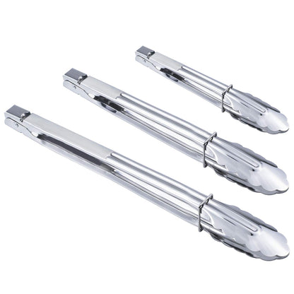 HINMAY Stainless Steel Serving Tongs Grilling Tongs for Cooking Camping Barbecue (12-Inch 3 Pieces)