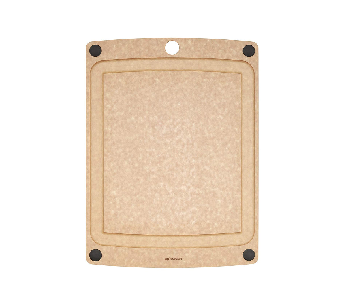 Epicurean All-In-One Cutting Board with Non-Slip Feet and Juice Groove, 10" × 7", Natural/Black