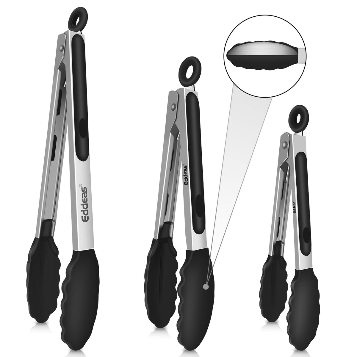 2 PCS 12 Inch Tongs for Cooking Heavy Duty All Metal Kitchen Tongs