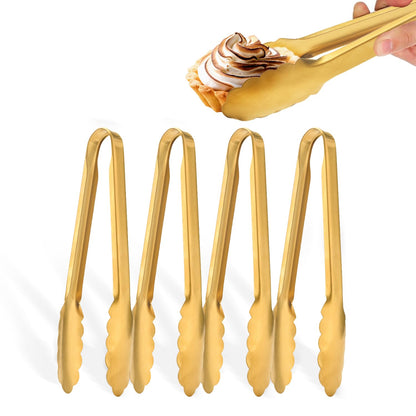 Homesphere Stainless Steel Gold Serving Tongs for Food, 9.5 Inch, Pack of 2