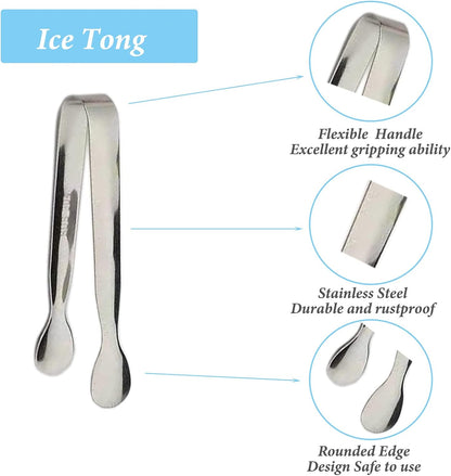 6PCS Ice Tongs Mini Sugar Tongs 4.25Inch Stainless Steel Kitchen Utensils Set,Small Serving Tong and Tiny Kitchen Tong for Appetizers,Tea Party, Coffee Bar, Desserts by Sunenlyst (Silver)