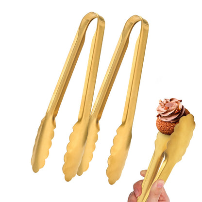 Homesphere Stainless Steel Gold Serving Tongs for Food, 9.5 Inch, Pack of 2