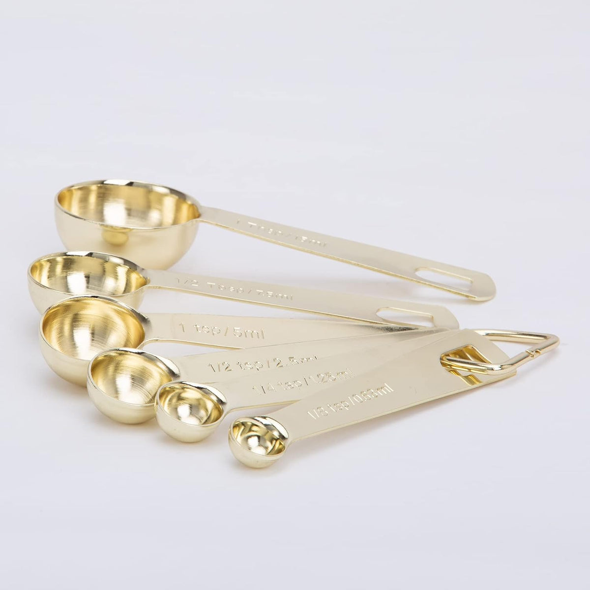 Gold Measuring Spoons, 6 Piece Set, 18/8 Stainless Steel