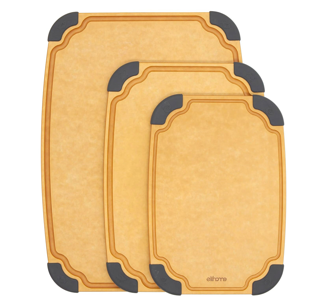 Elihome Essential Series Wood Fiber Cutting Board for Kitchen, Knife Friendly, Dishwasher Safe, Non-Slip Feet, Juice Groove, Reversible, Non-Porous, Eco Friendly, 10"x 7" SMALL