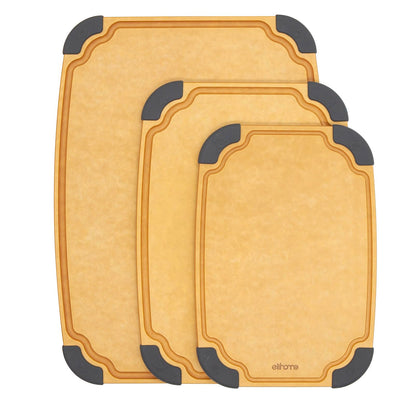 Elihome Essential Series Wood Fiber Cutting Board for Kitchen, Knife Friendly, Dishwasher Safe, Non-Slip Feet, Juice Groove, Reversible, Non-Porous, Eco Friendly, 10"x 7" SMALL