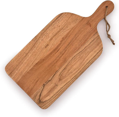 Samhita Acacia Wood Paddle Cutting Boards with handle for Kitchen, Cheese, and Food Serving Tray, Charcuterie Boards (15" x 7" x 0.65")