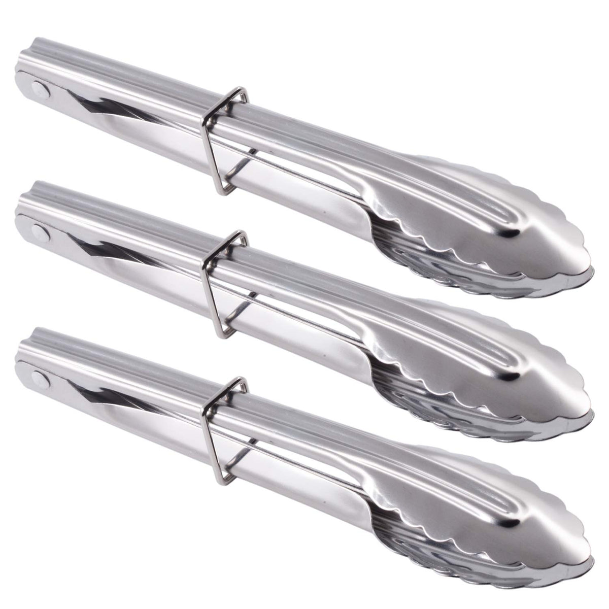 HINMAY Small Tongs with Silicone Tips 7-Inch Mini Serving Tongs, Set of 6