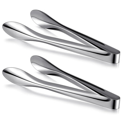 2 Pack Silver Polished Serving Tongs 9 Inch,12 Inch