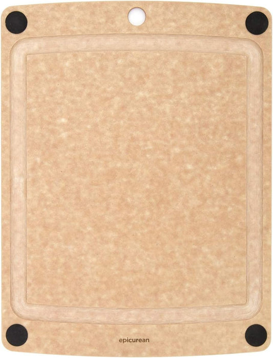 Epicurean All-In-One Cutting Board with Non-Slip Feet and Juice Groove, 14.5" × 11.25", Natural/Black