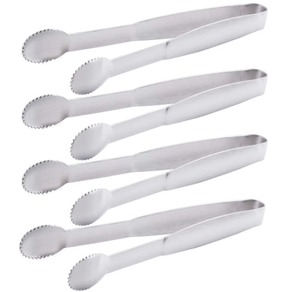 HINMAY 5" Mini Serving Tongs Tiny Stainless Steel Small Tongs, Set of 4