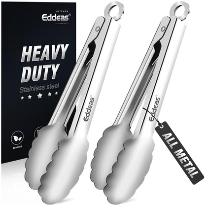 2 PCS 12 Inch Tongs for Cooking Heavy Duty All Metal Kitchen Tongs